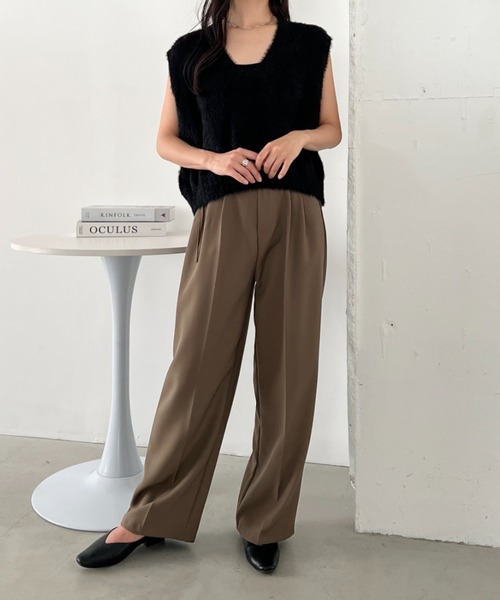 CLEA ベスト ジレ シャギーVネックニットベスト レディース : ZOZOTOWN