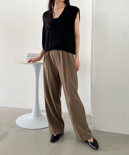 CLEA ベスト ジレ シャギーVネックニットベスト レディース : ZOZOTOWN