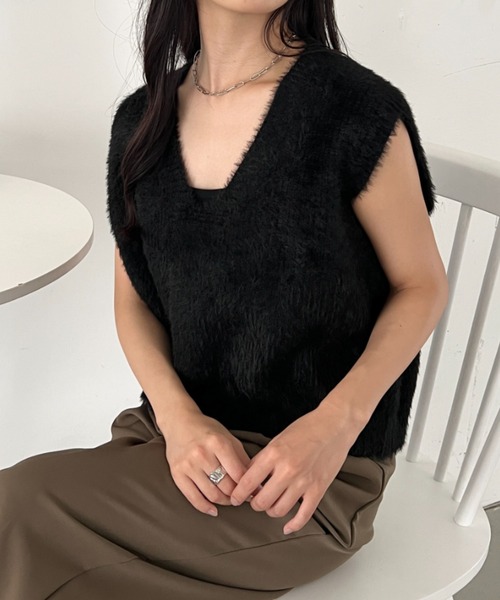 CLEA ベスト ジレ シャギーVネックニットベスト レディース : ZOZOTOWN CLEA ベスト ジレ シャギーVネックニットベスト レディース : ZOZOTOWN