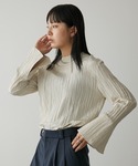 ブラウス シャツ スタンドネック楊柳サテンブラ...の詳細画像5