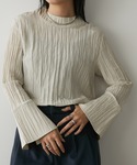 ブラウス シャツ スタンドネック楊柳サテンブラ...の詳細画像3