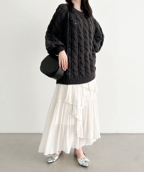 美品✨45R フロートケーブル　ニットソーチュニック　ニット　フリーサイズ 45R フロートケーブルニットソー チュニック - メルカリ