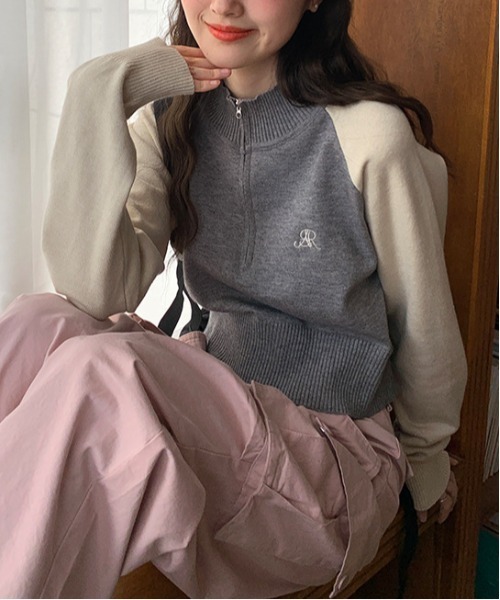 Per sist ence（パーシエンス） ニット セーター ハーフジップバイ