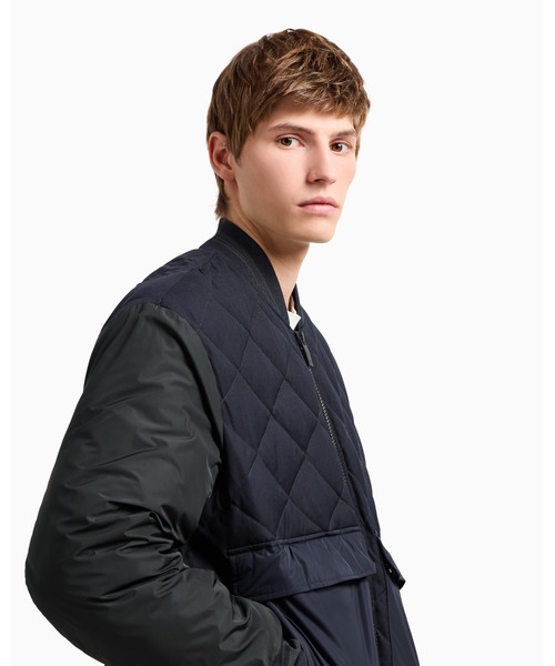 GIORGIO ARMANI レザーボンバージャケット キルティング ARMANI