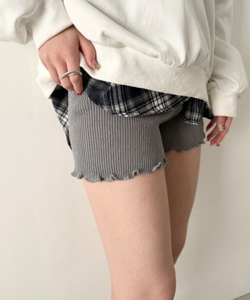 SOLLON.（ソルロン） パンツ フリルリブニットショートパンツ
