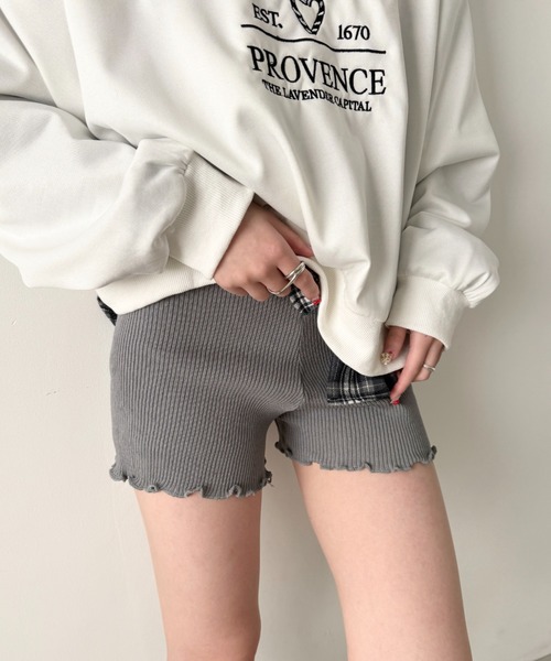 SOLLON.（ソルロン） パンツ フリルリブニットショートパンツ