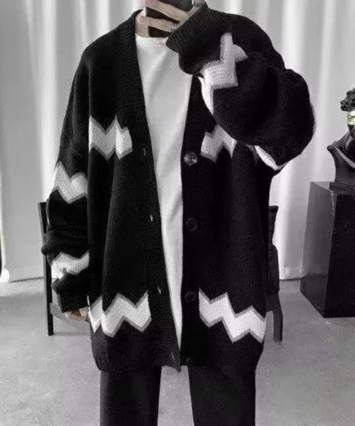 Y2K ヴィンテージ オーバーサイズ ニット カーディガン セーター 新 モデルファッション - vintage y2k オーバーサイズカーディガン