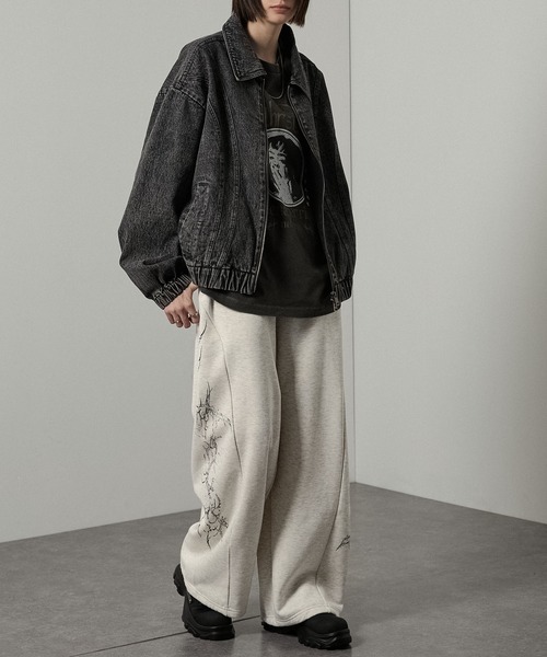 ワイド スウェットパンツ ドローコード r-3242 ドローコードワイドスウェットカーゴパンツ/Drawcord wide sweat