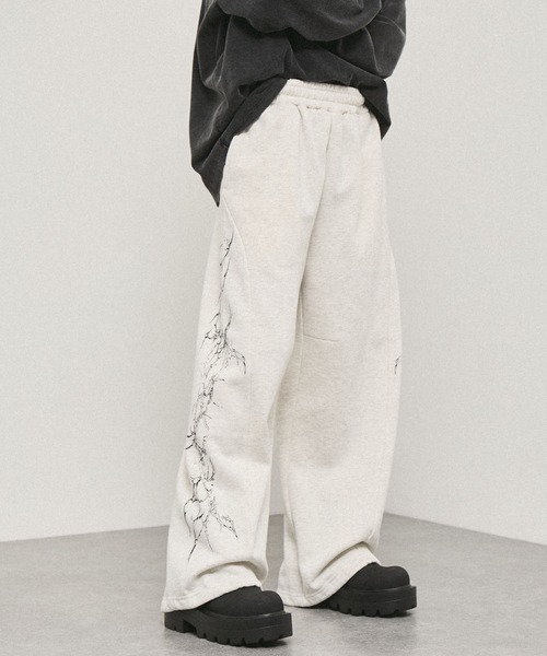 ワイドパンツ スウェットパンツ ジャージ 「Alfred Alex 」クラック