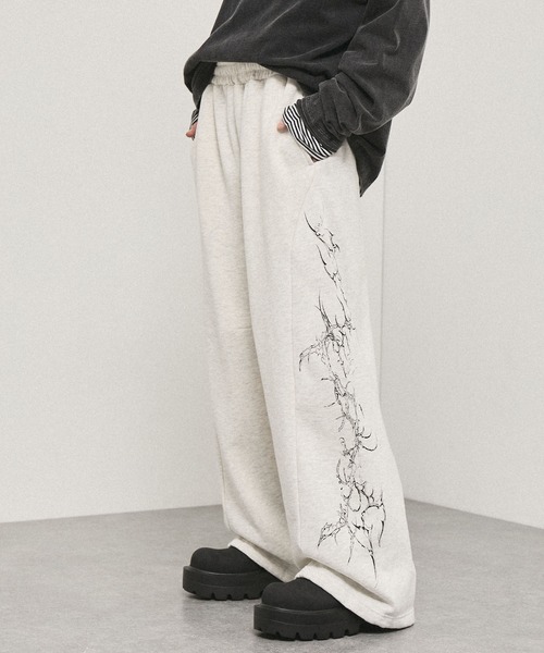 ワイドパンツ スウェットパンツ ジャージ 「Alfred Alex 」クラック