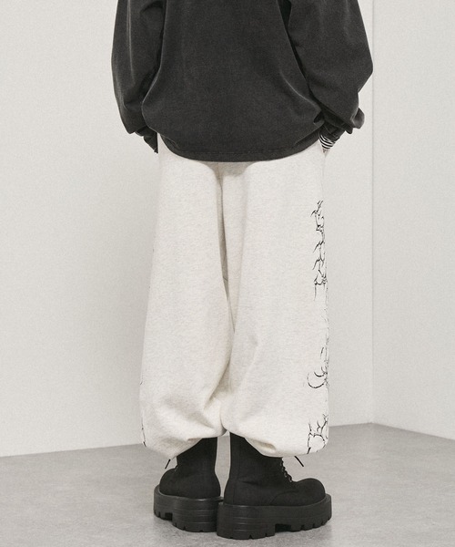 ワイドパンツ スウェットパンツ ジャージ 「Alfred Alex 」クラック