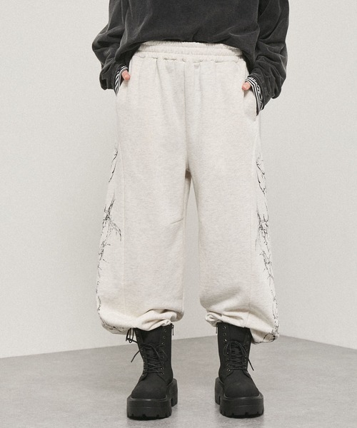 ワイドパンツ スウェットパンツ ジャージ 「Alfred Alex 」クラック