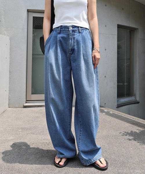 ANME ワイドパンツ ジーンズ デニム デニムパンツ 「新色追加」ルーズ