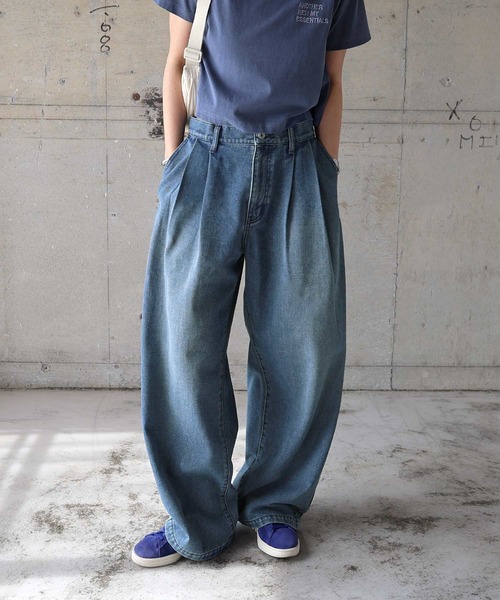 メンズ デニムパンツ サイドポケット ワイドデニム ルーズ a0994 ワイドパンツ デニム メンズ ストレッチデニム ライトデニム