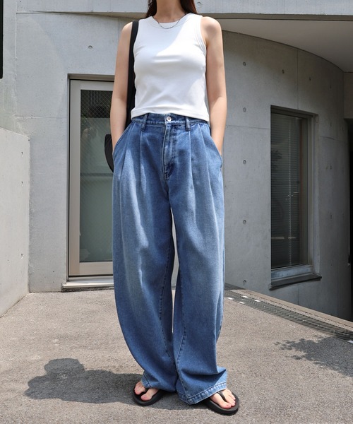 ANME ワイドパンツ ジーンズ デニム デニムパンツ 「新色追加」ルーズ
