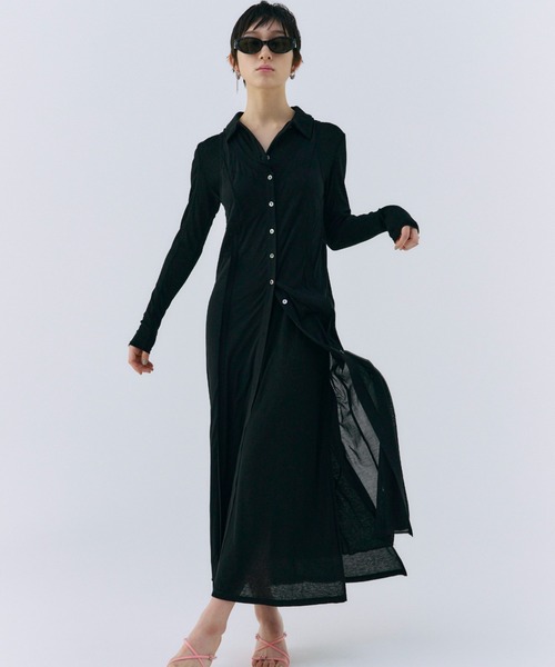 【新品】YELLO ワンピースドレス BLACK MOON JOSE MOON ワンピース LAYERED SHEATH LINE CUTDRESS/レイヤード