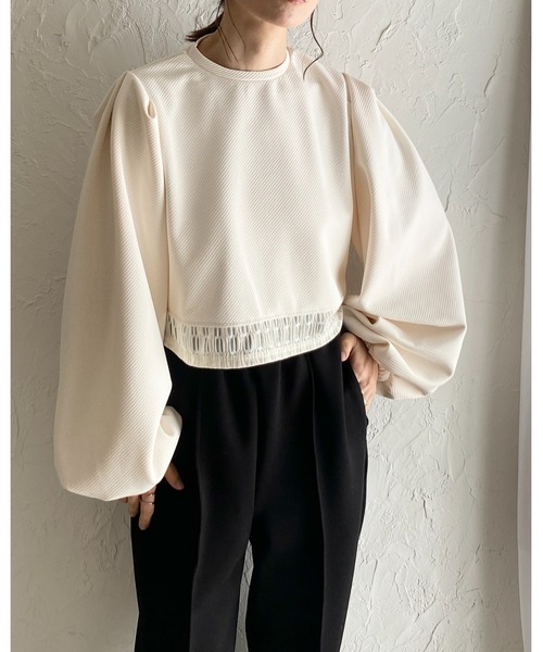 She's Closet ブラウス シャツ ボリュームスリーブ長袖ショート丈