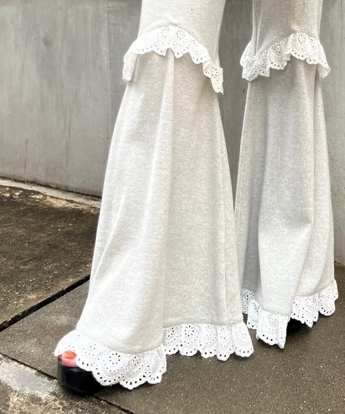 HONEY MI スウェットパンツ ジャージ two-way rib flare pants