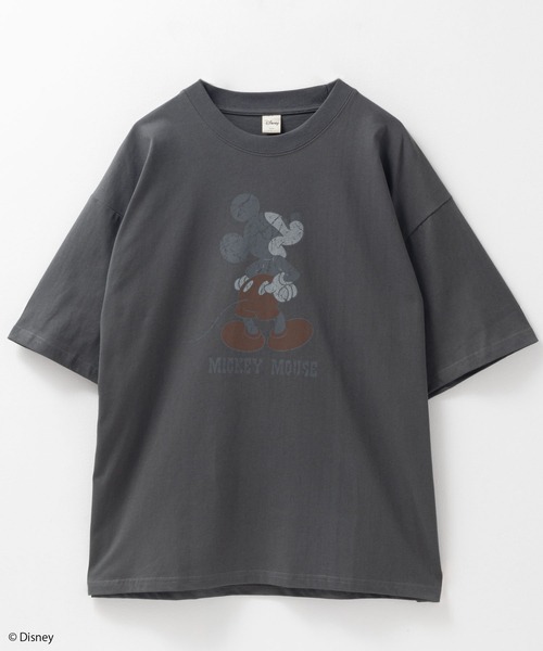 Disney / Tシャツ/L/コットン/BLK/無地 Disney（ディズニー） tシャツ ミッキープリントTee メンズ レディース