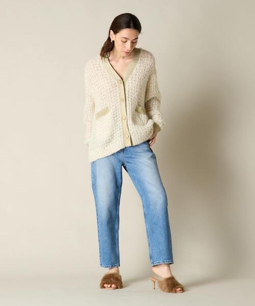 「Liesse」 ニットカーディガン FREE オフホワイト レディース_画像3