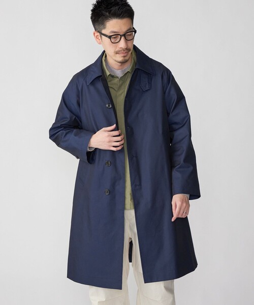 【美品】SHIPS ステンカラーコート ネイビー ships】ネイビー ステンカラーコート ウール混合