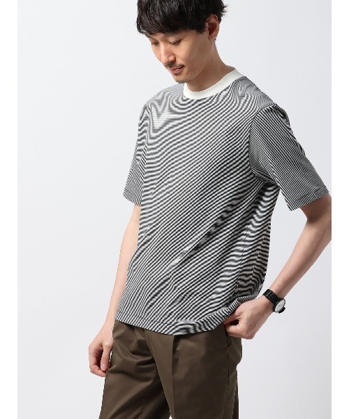 tシャツ オフィT Tシャツ 半袖 ウォッシャブル マイクロボーダー
