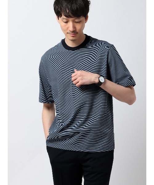 tシャツ オフィT Tシャツ 半袖 ウォッシャブル マイクロボーダー