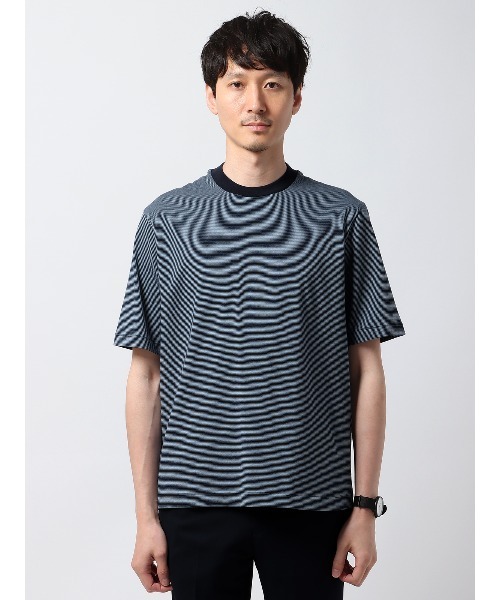 tシャツ オフィT Tシャツ 半袖 ウォッシャブル マイクロボーダー