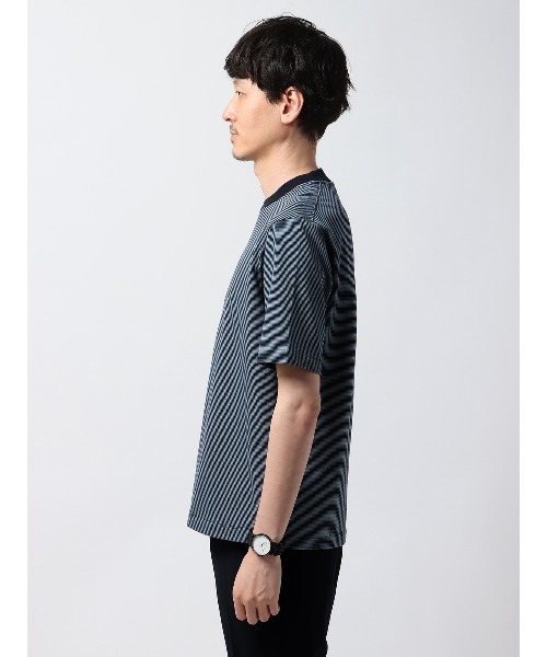 tシャツ オフィT Tシャツ 半袖 ウォッシャブル マイクロボーダー