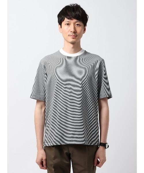tシャツ オフィT Tシャツ 半袖 ウォッシャブル マイクロボーダー