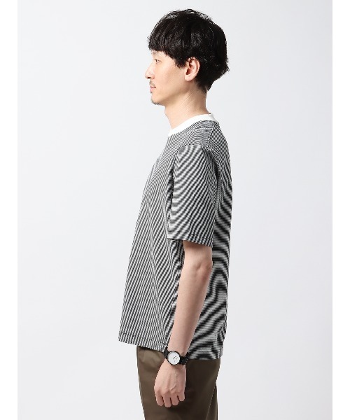 tシャツ オフィT Tシャツ 半袖 ウォッシャブル マイクロボーダー