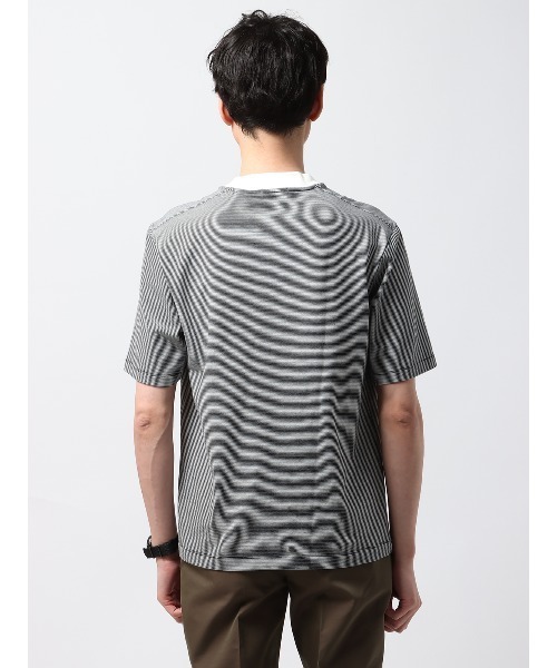 tシャツ オフィT Tシャツ 半袖 ウォッシャブル マイクロボーダー