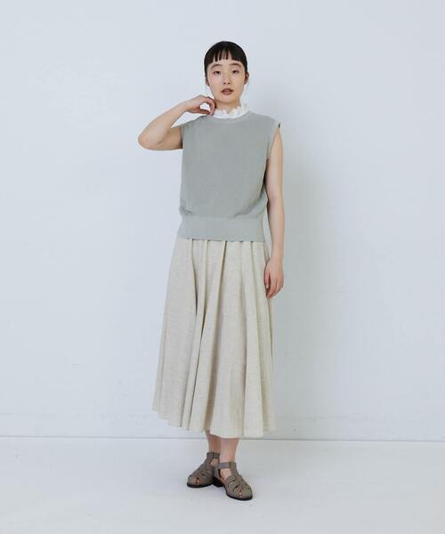 LOISIR ベスト ジレ 「2WAY」エステルペーパーヤーン片畦編みベスト