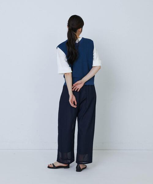 LOISIR ベスト ジレ 「2WAY」エステルペーパーヤーン片畦編みベスト