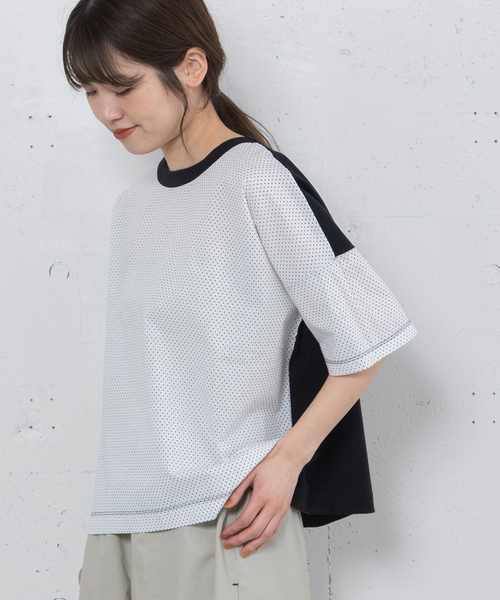 POU DOU tシャツ 布帛切り替えTシャツ レディース : ZOZOTOWN