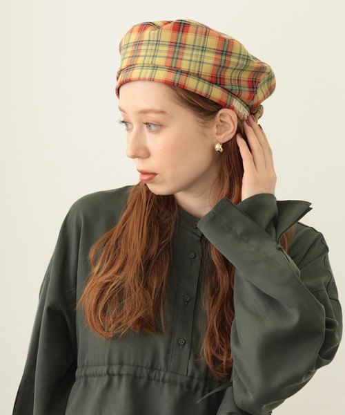 MILKFED.（ミルクフェド） 帽子 ベレー帽 LOGO PLAID BERET レディース