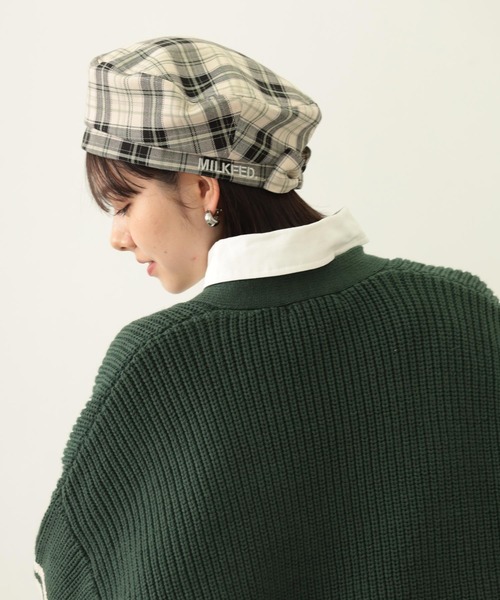 MILKFED.（ミルクフェド） 帽子 ベレー帽 LOGO PLAID BERET レディース