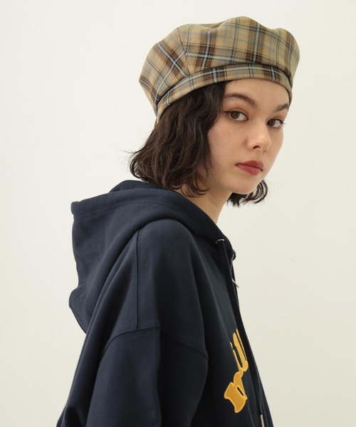 MILKFED.（ミルクフェド） 帽子 ベレー帽 LOGO PLAID BERET レディース