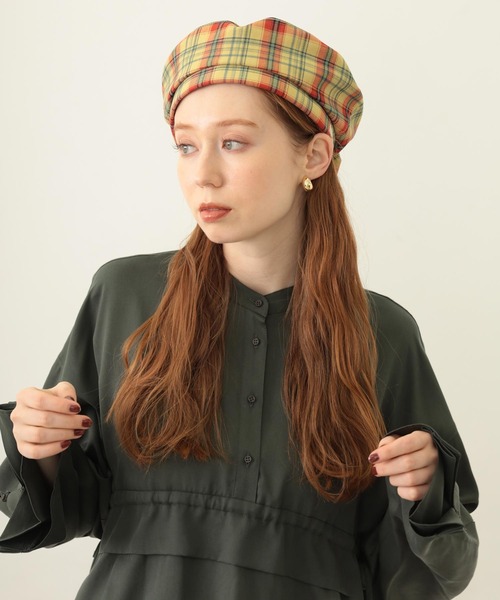 MILKFED.（ミルクフェド） 帽子 ベレー帽 LOGO PLAID BERET レディース