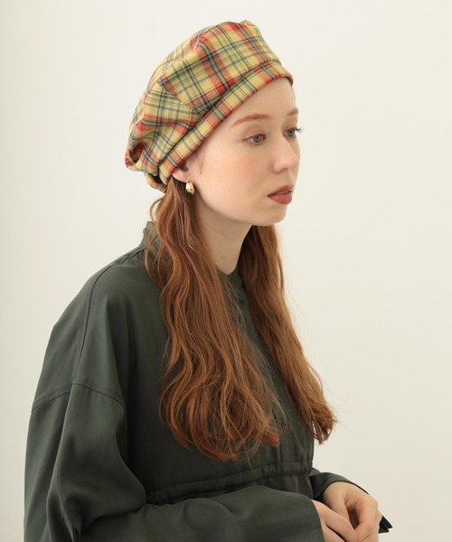 MILKFED.（ミルクフェド） 帽子 ベレー帽 LOGO PLAID BERET レディース