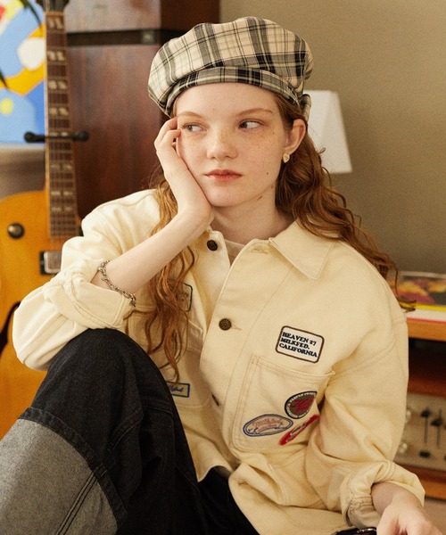 MILKFED.（ミルクフェド） 帽子 ベレー帽 LOGO PLAID BERET レディース