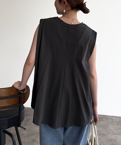 Chez toi tシャツ バックフレアノースリプルオーバー レディース