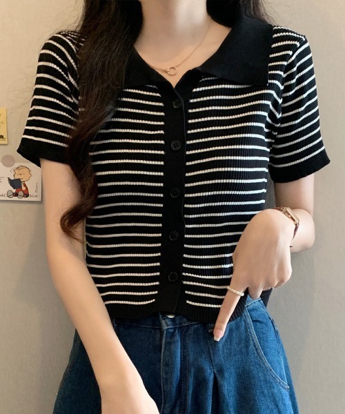 miniministore（ミニミニストア） tシャツ 半袖 ボーダー柄ニット