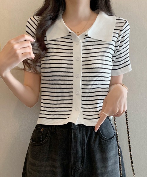 miniministore（ミニミニストア） tシャツ 半袖 ボーダー柄ニット