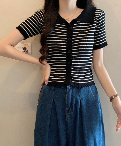 miniministore（ミニミニストア） tシャツ 半袖 ボーダー柄ニット
