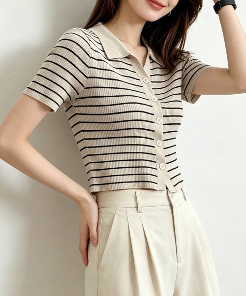 miniministore（ミニミニストア） tシャツ 半袖 ボーダー柄ニット