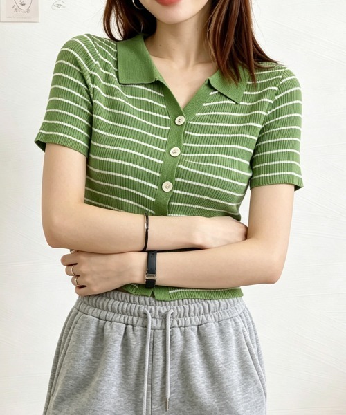 miniministore（ミニミニストア） tシャツ 半袖 ボーダー柄ニット