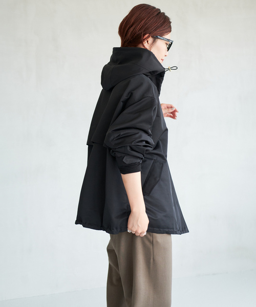 美品 23SS スピックアンドスパン リサイクルナイロン撥水ブルゾン ブラック Spick & Span（スピックアンドスパン）の「リサイクルナイロン撥水