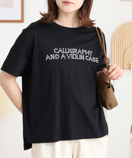 tシャツ BRODIAEA つぶつぶパールロゴ半袖Tシャツ レディース