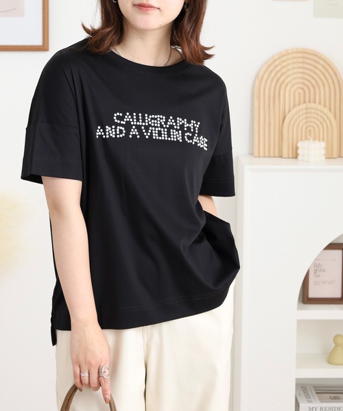tシャツ BRODIAEA つぶつぶパールロゴ半袖Tシャツ レディース